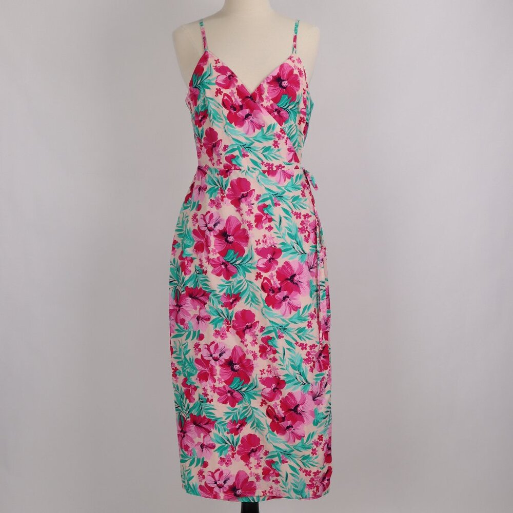 J. Crew NWT Floral Tropical Cotton Wrap Dress Hawaiian Vintage Inspired Resort